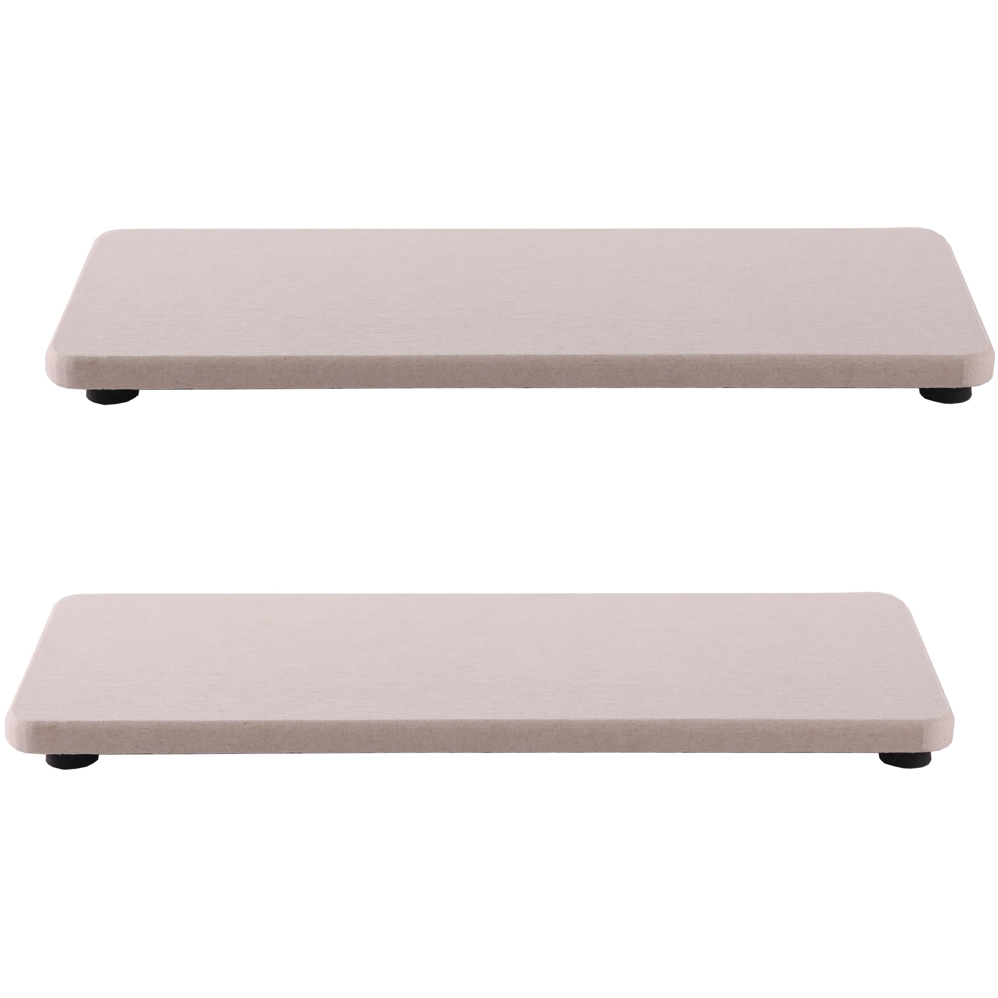 2 Pcs Water Absorbing Stone Trays, Kitchen/Bathroom Sink Soap Dish, Diatomite Tray Used for Hand Soap & Cosmetic Bottles in The Modern Home, 3.15" W x 8.7" L, White