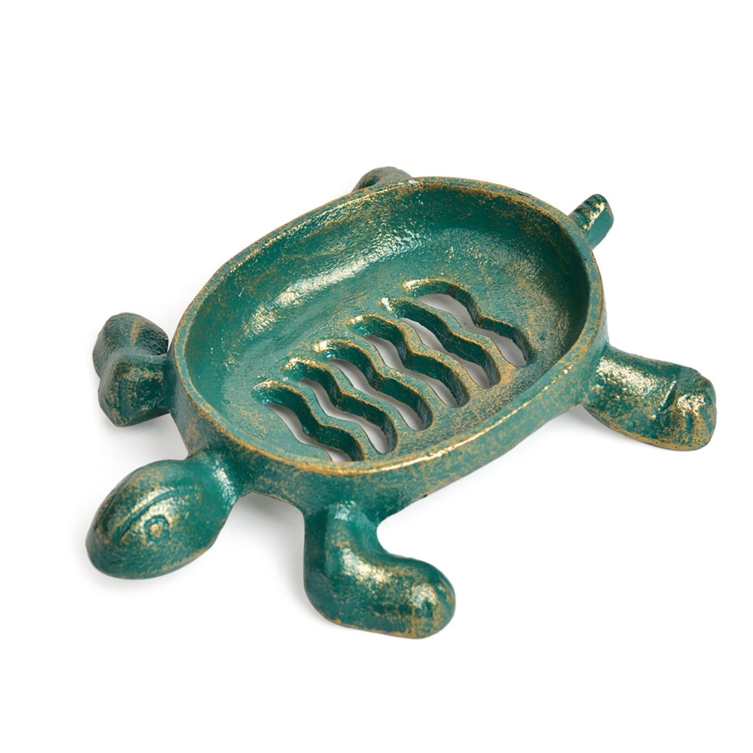 Sungmor Heavy Duty Cast Iron Soap Holder, Vintage Bar Soap Dish for Kitchen Bathroom Sink, Lovely Starfish Shape & Antique Green Sponge Dish Soap Tray, Decorative Jewelry Holder Tabletop Container