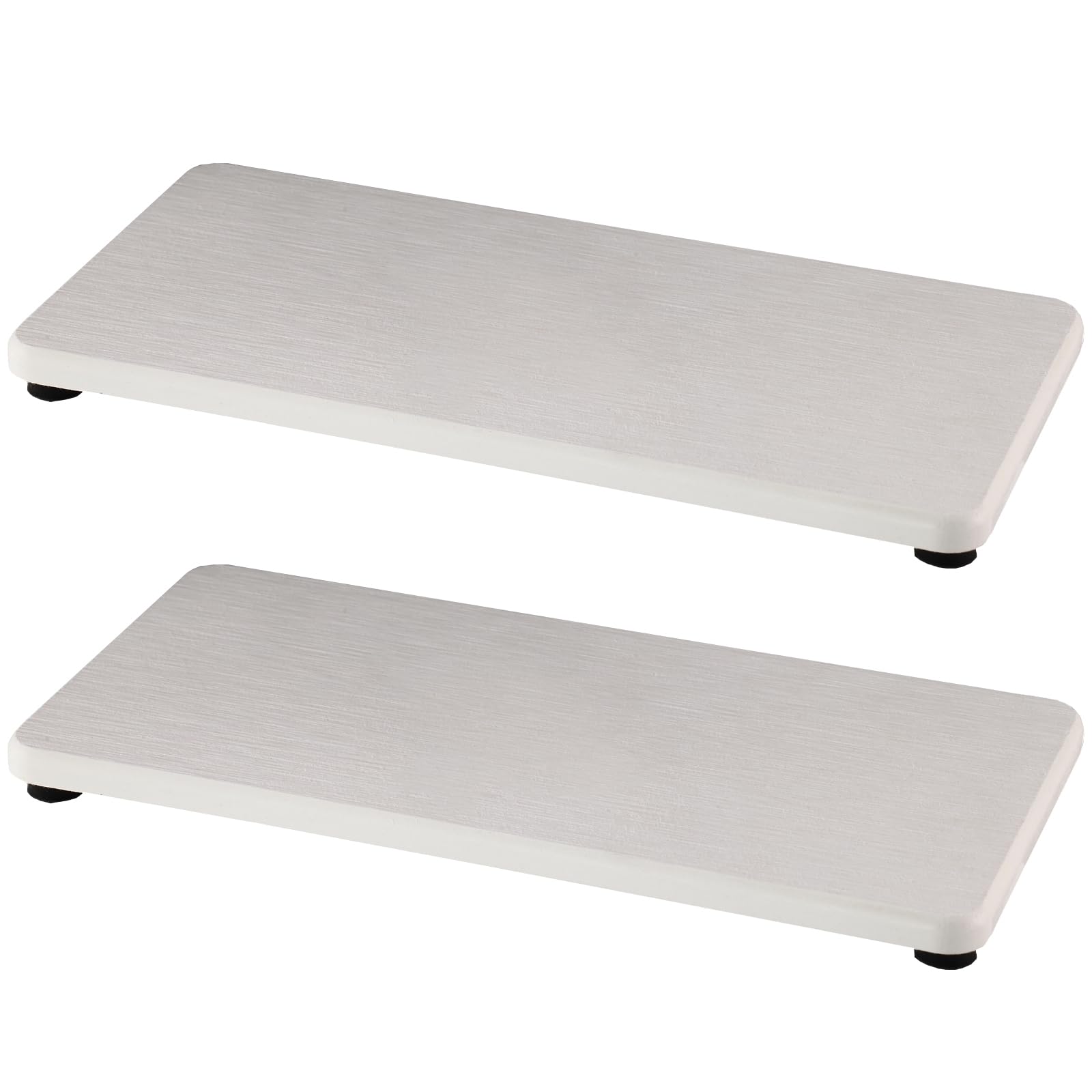 2 Pcs Water Absorbing Stone Trays, Kitchen/Bathroom Sink Soap Dish, Diatomite Tray Used for Hand Soap & Cosmetic Bottles in The Modern Home, 3.15" W x 8.7" L, White