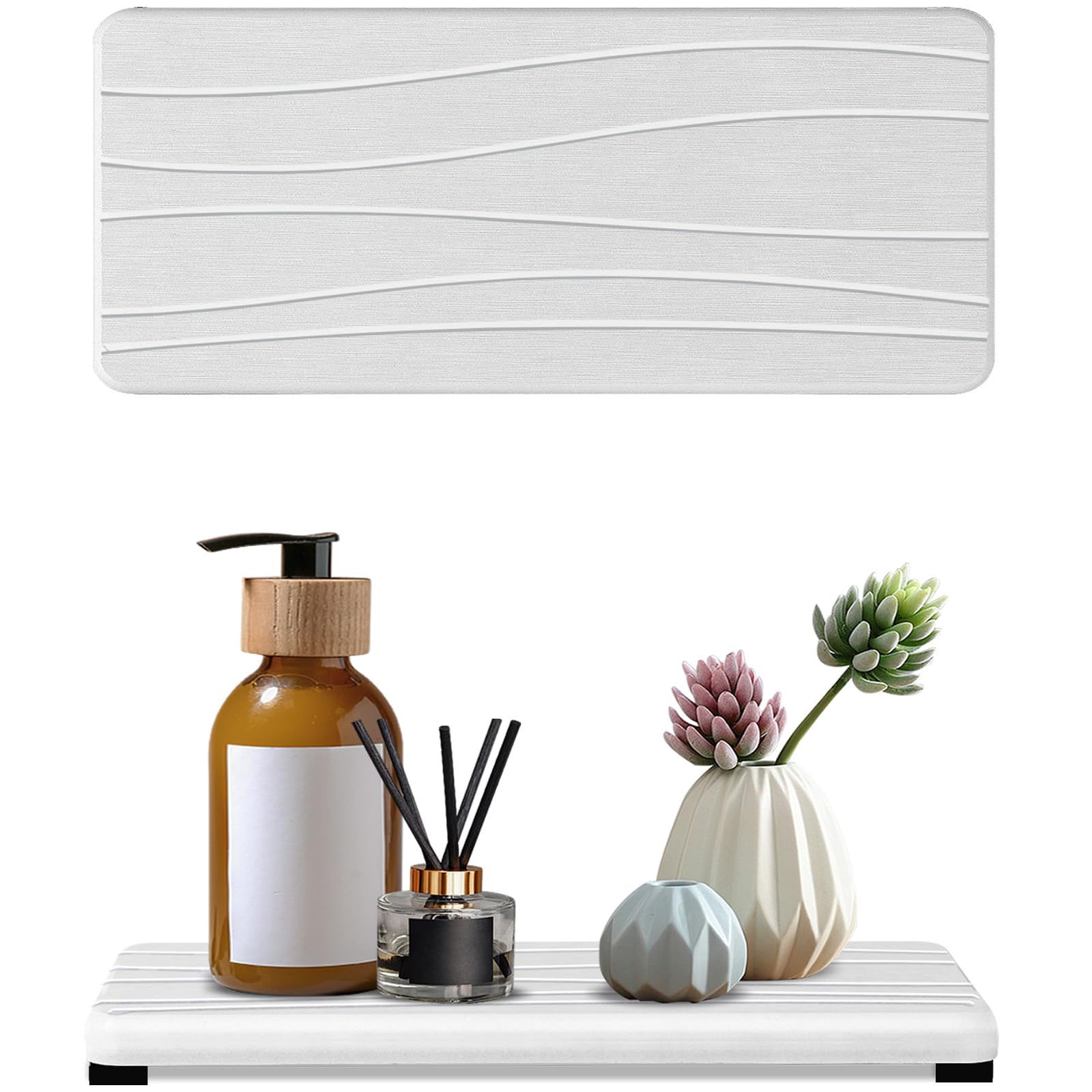 2PCS Water Absorbing Stone Tray, Fast Drying Stone Sink Tray, Water Absorbent Diatomite Trays, Stones Soap Trays, Diatomite Coasters for Kitchen Sink Bathroom Counter, Hand Soap Dish & Holders