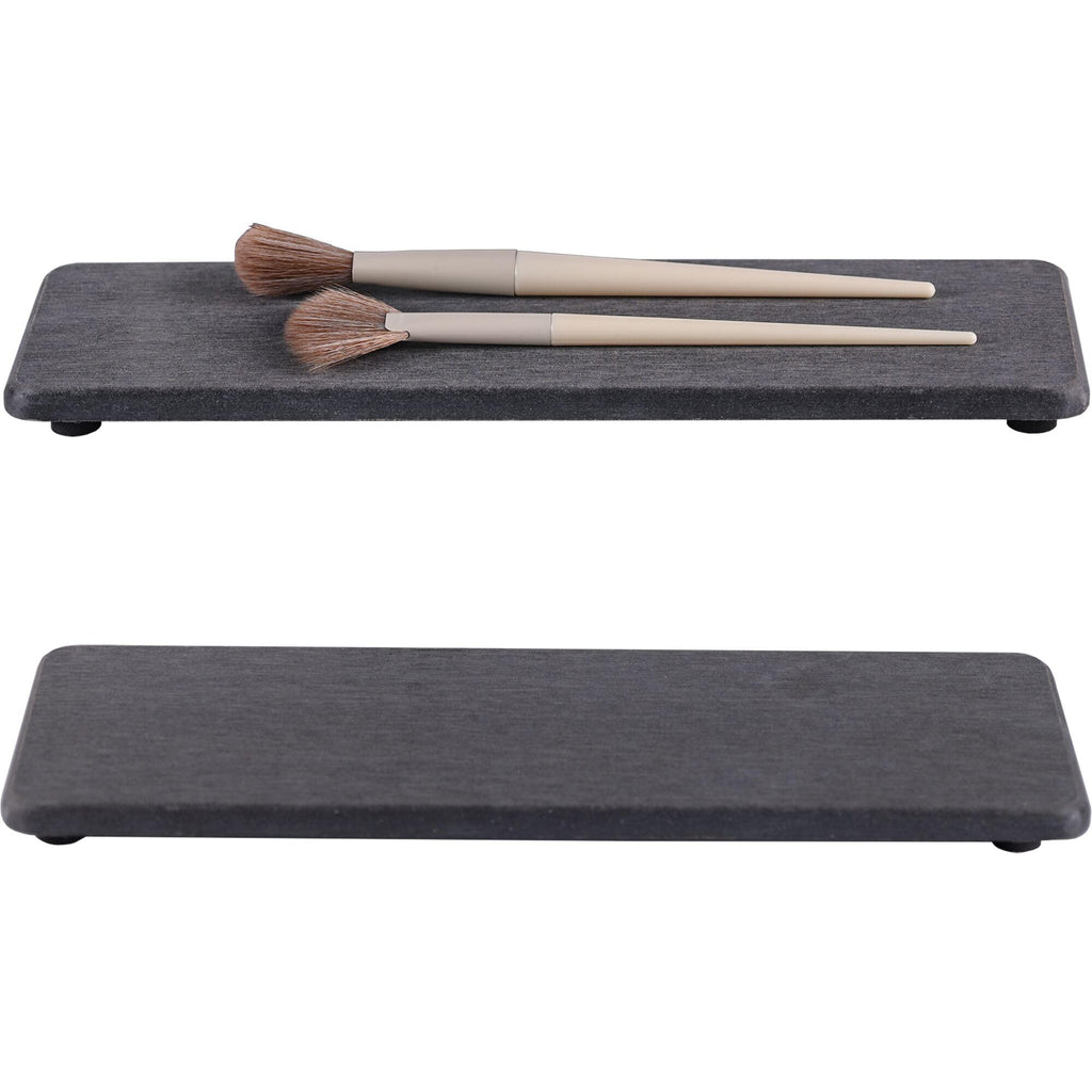 2 Pcs Water Absorbing Stone Trays, Kitchen/Bathroom Sink Soap Dish, Diatomite Tray Used for Hand Soap & Cosmetic Bottles in The Modern Home, 3.15" W x 8.7" L, White