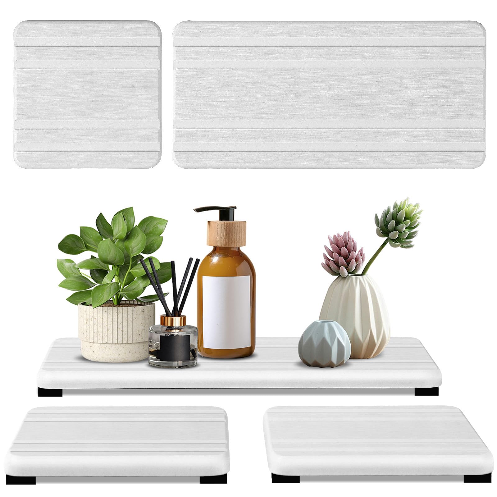 2PCS Water Absorbing Stone Tray, Fast Drying Stone Sink Tray, Water Absorbent Diatomite Trays, Stones Soap Trays, Diatomite Coasters for Kitchen Sink Bathroom Counter, Hand Soap Dish & Holders
