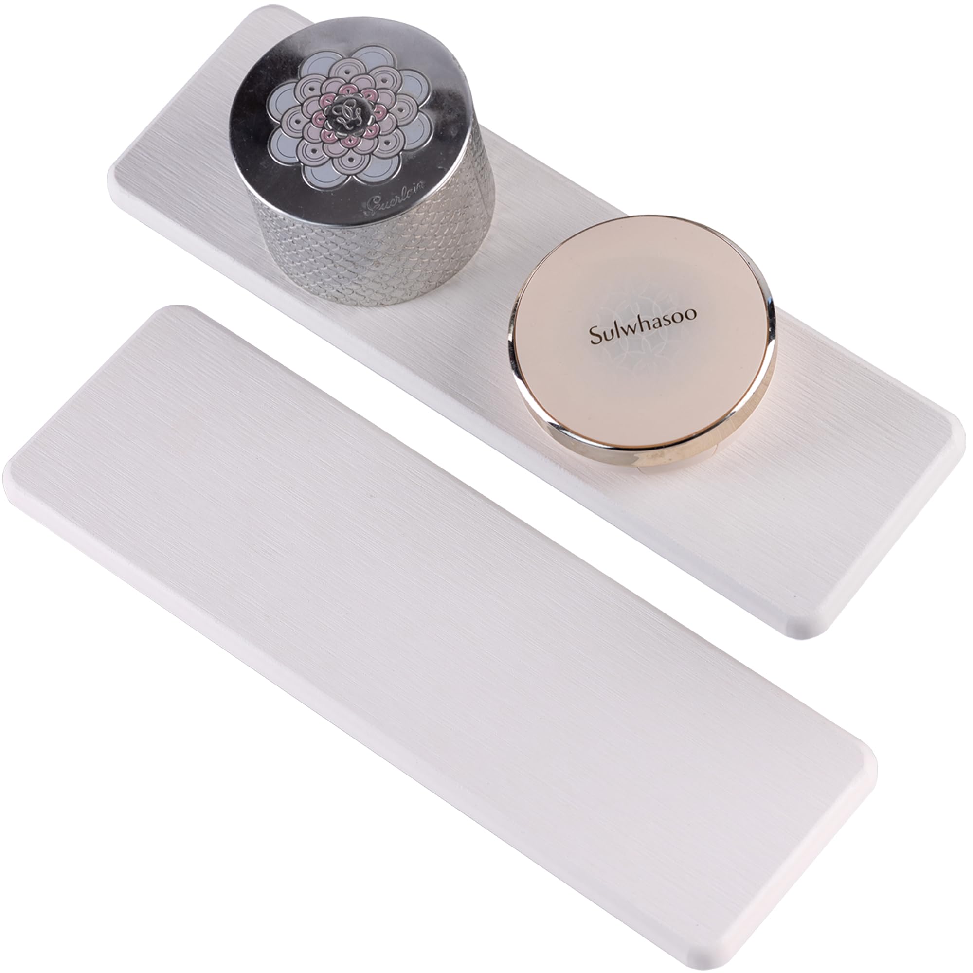 2 Pcs Water Absorbing Stone Trays, Kitchen/Bathroom Sink Soap Dish, Diatomite Tray Used for Hand Soap & Cosmetic Bottles in The Modern Home, 3.15" W x 8.7" L, White