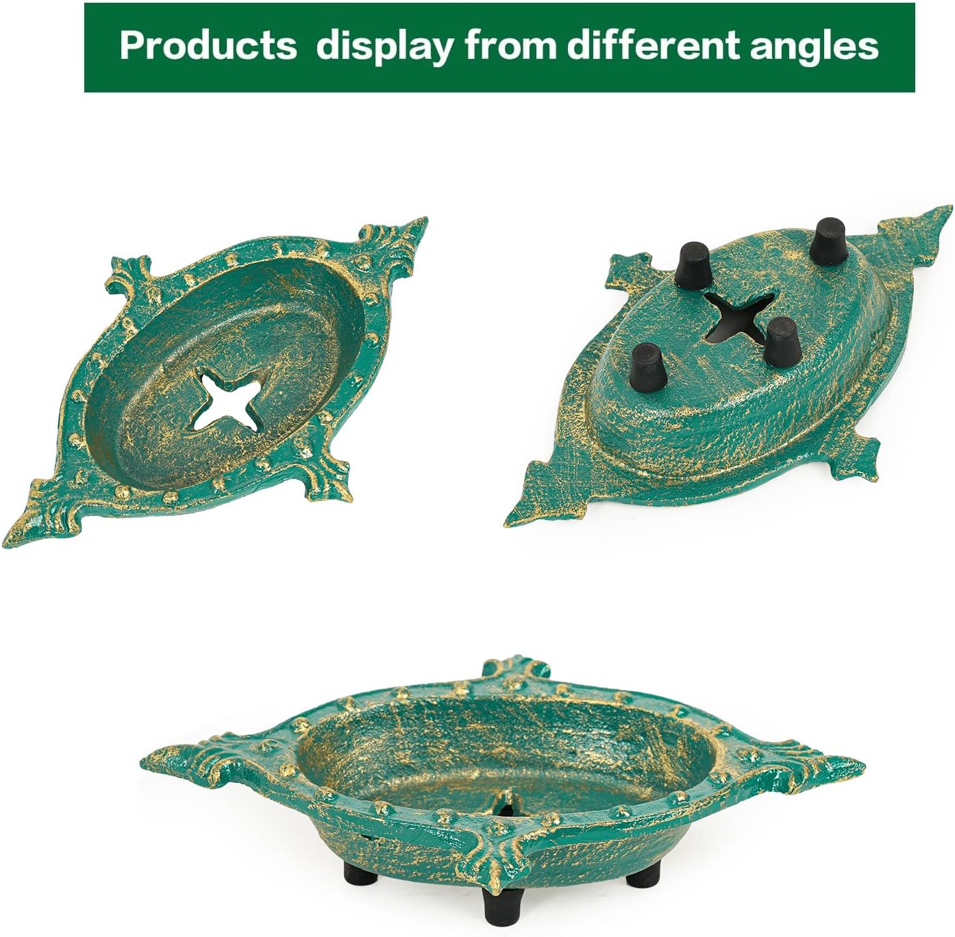Sungmor Heavy Duty Cast Iron Soap Holder, Vintage Bar Soap Dish for Kitchen Bathroom Sink, Lovely Starfish Shape & Antique Green Sponge Dish Soap Tray, Decorative Jewelry Holder Tabletop Container