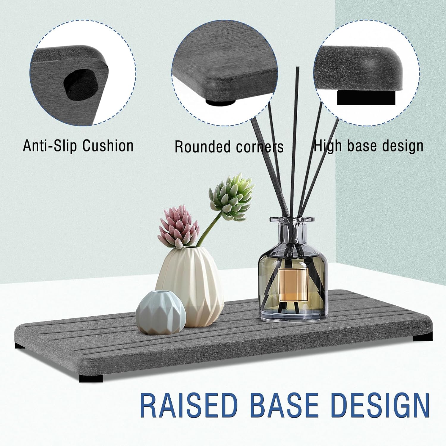 2PCS Water Absorbing Stone Tray, Fast Drying Stone Sink Tray, Water Absorbent Diatomite Trays, Stones Soap Trays, Diatomite Coasters for Kitchen Sink Bathroom Counter, Hand Soap Dish & Holders