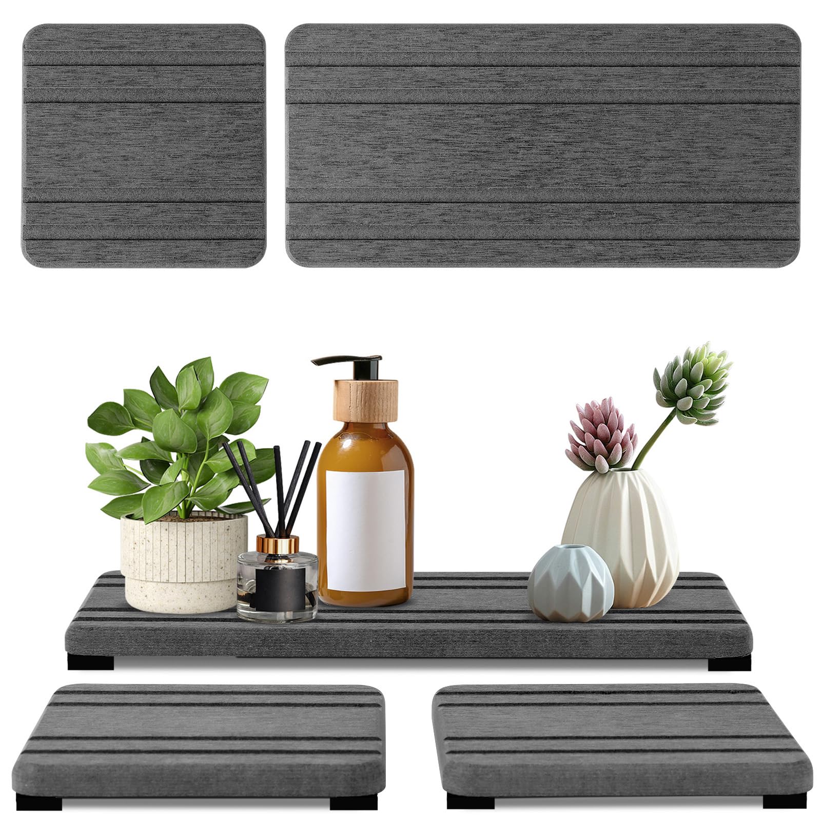 2PCS Water Absorbing Stone Tray, Fast Drying Stone Sink Tray, Water Absorbent Diatomite Trays, Stones Soap Trays, Diatomite Coasters for Kitchen Sink Bathroom Counter, Hand Soap Dish & Holders