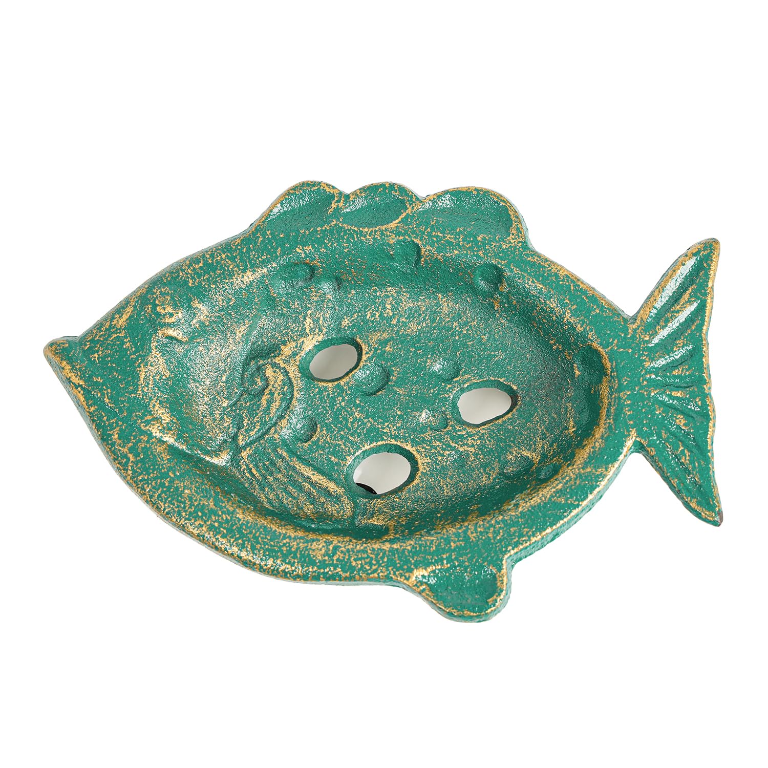 Sungmor Heavy Duty Cast Iron Soap Holder, Vintage Bar Soap Dish for Kitchen Bathroom Sink, Lovely Starfish Shape & Antique Green Sponge Dish Soap Tray, Decorative Jewelry Holder Tabletop Container