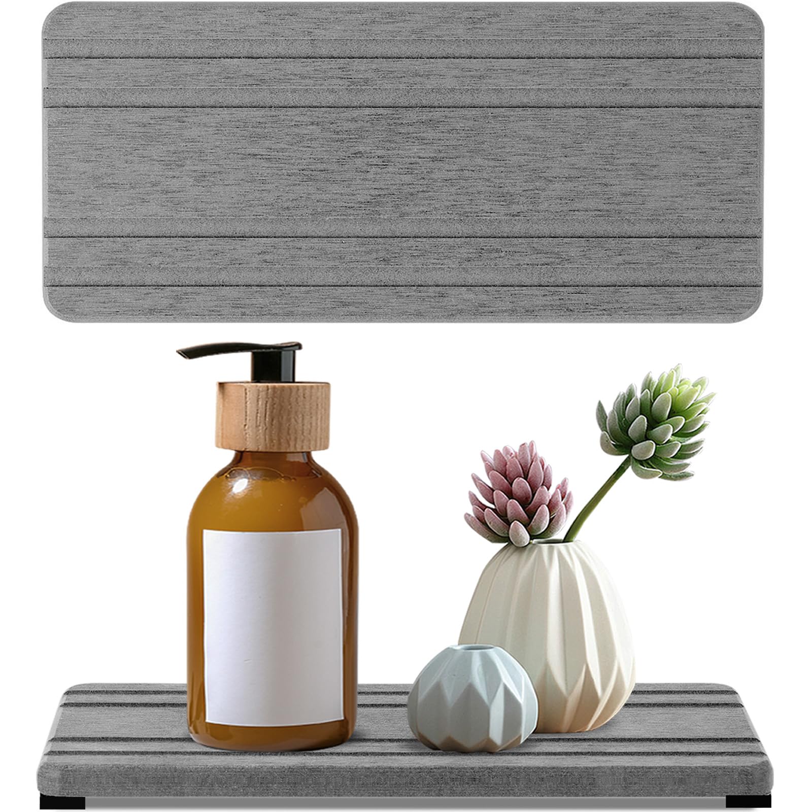 2PCS Water Absorbing Stone Tray, Fast Drying Stone Sink Tray, Water Absorbent Diatomite Trays, Stones Soap Trays, Diatomite Coasters for Kitchen Sink Bathroom Counter, Hand Soap Dish & Holders