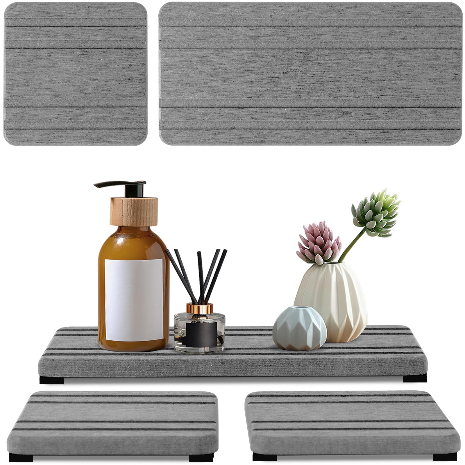 2PCS Water Absorbing Stone Tray, Fast Drying Stone Sink Tray, Water Absorbent Diatomite Trays, Stones Soap Trays, Diatomite Coasters for Kitchen Sink Bathroom Counter, Hand Soap Dish & Holders
