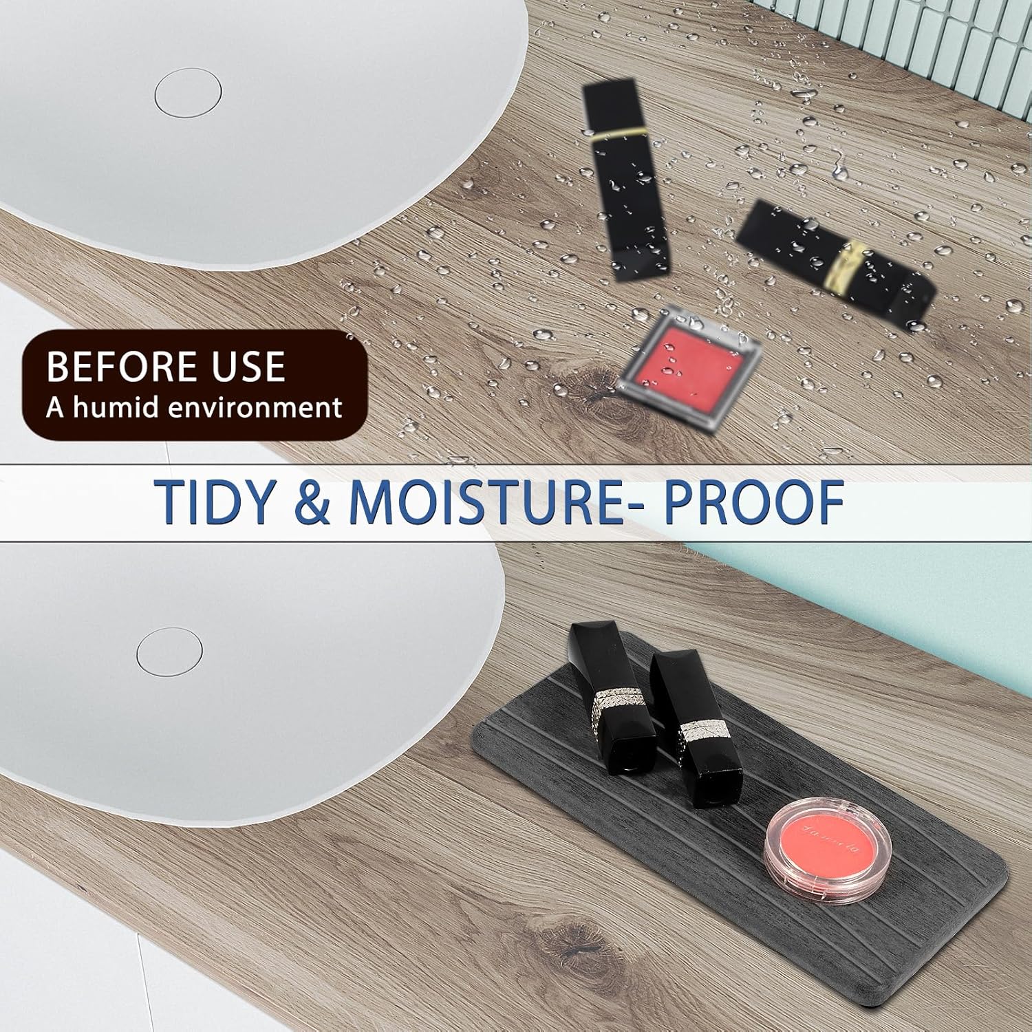 2PCS Water Absorbing Stone Tray, Fast Drying Stone Sink Tray, Water Absorbent Diatomite Trays, Stones Soap Trays, Diatomite Coasters for Kitchen Sink Bathroom Counter, Hand Soap Dish & Holders